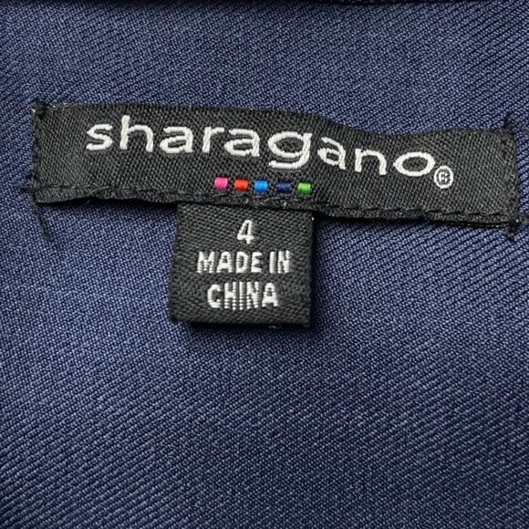 SHARAGANO Belted Shirt Dress Sz 4 Blue - Picture 5 of 5